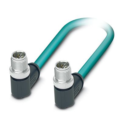 Phoenix Contact Ethernet Cordset; NBC-M12MRX/5.0-94F/M12MRX; M12 to M12; CAT6A; Male Right Angle to Male Right Angle; 8-Pin; 5m PUR Cable